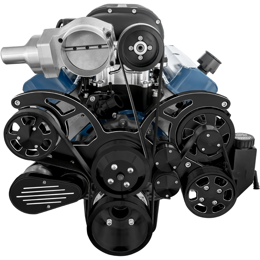CVF Racing Black Diamond Wraptor serpentine system for Harrop TVS2650 on Small Block Ford 289/302, BD-302SCH-WRAPTOR