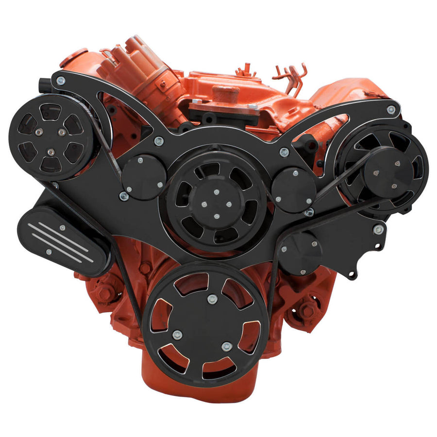 CVF Racing Black Diamond WRAPTOR all inclusive 8 rib serpentine system for Chrysler 426 Hemi big block engines, BD-440-WRAPTOR-HEMI