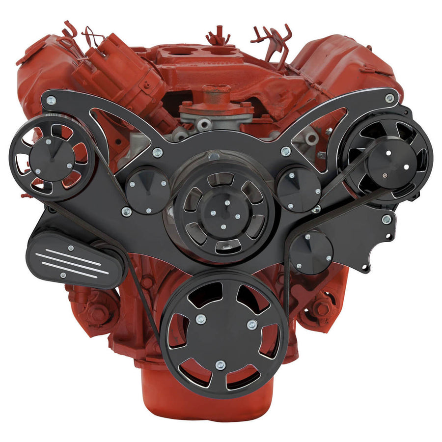 CVF Racing Black Diamond WRAPTOR all inclusive 8 rib serpentine system for Chrysler 426 Hemi big block engines, BD-440-WRAPTOR-HEMI