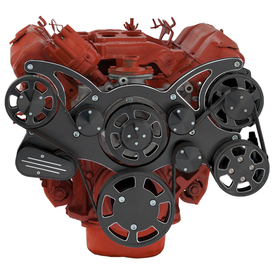 CVF Racing Black Diamond WRAPTOR all inclusive 8 rib serpentine system for Chrysler 426 Hemi big block engines, BD-440-WRAPTOR-HEMI