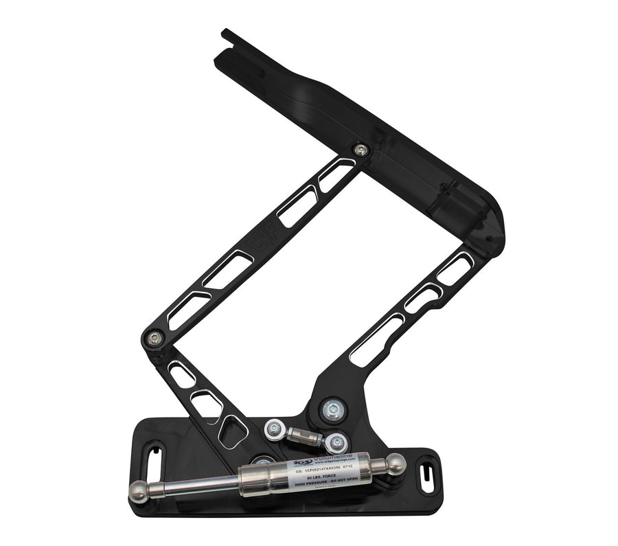 CVF Racing Black Diamond billet hood hinges for 1964 to 1967 Pontiac GTO, part BD-HOOD-HINGE-KIT-67GTO-SS
