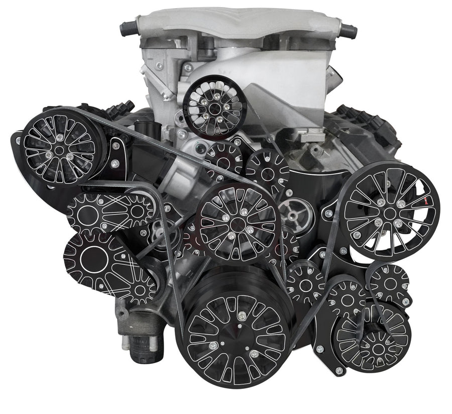 CVF Racing Black Diamond Reaper dual-belt serpentine system for Gen III Hemi with Whipple 3.0L supercharger, BD-G3HW3-RP