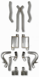 1970-1974 Mopar E-Body Gen III Hemi Swap Exhaust System 3 Inch Dual 304 Stainless Steel With Quad Polished Tips Fits Into Slots In Bottom Of The R, T Style Rear Valance Panel Hooker BlackHeart
