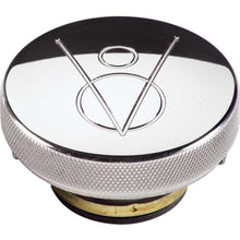 Load image into Gallery viewer, Billet Specialties Polished Radiator Cap V8 Logo 16lb. 75420