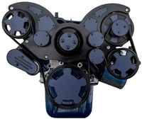 CVF Racing Stealth Black with Carbon Fiber WRAPTOR 8-rib serpentine system for Ford 289/302/351W small block, CF-B-302-WRAPTOR-PS