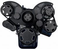 CVF Racing Black Diamond with Carbon Fiber WRAPTOR 8-rib serpentine system for Ford 289/302/351W small block, CF-BD-302-WRAPTOR-PS