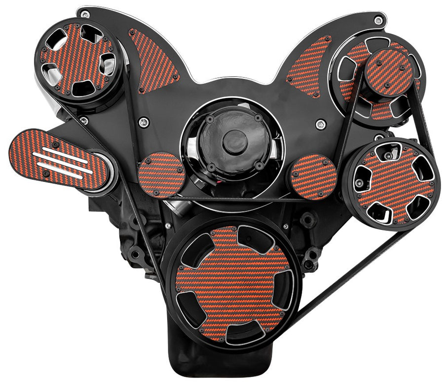 CVF Racing CF-BD-350-WRAPTOR-EWP Wraptor All-Inclusive Serpentine System with Electric Water Pump, Black Diamond with Carbon Fiber