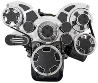 CVF Racing polished and carbon fiber Wraptor serpentine system with power steering and alternator for Ford 289, 302 and 351W, CF-302-WRAPTOR-PS