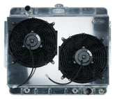66-68 Impala Aluminum Radiator and Dual 12 Inch Fan Kit Stamped Cold Case Radiators