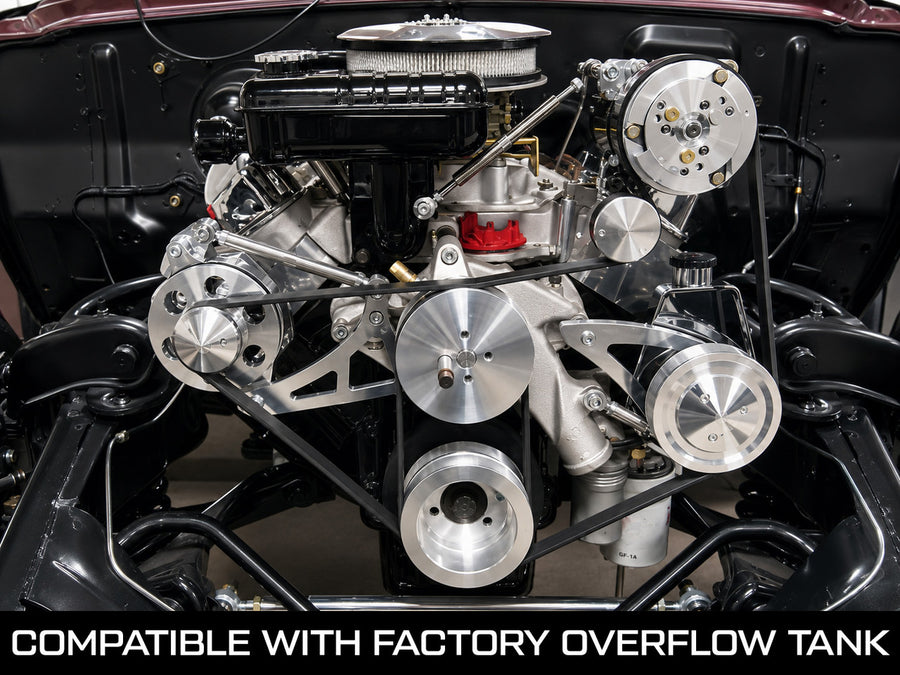 CVF Racing polished BEAST alternator-only serpentine conversion kit for Ford FE 390, 427 and 428, 390-SERPENTINE-ALT