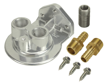 Derale Single Ports-Up Remote Oil Filter Mount Kit | 3/8" NPT, 3/4"-16 | 13005