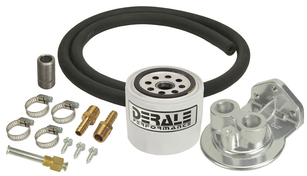 Derale Single Mount 3/8" NPT Ports Up Remote Transmission Filter Kit, Standard 13090