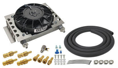 Derale 15 Row Atomic Cool Plate & Fin Remote Transmission Cooler Kit | 8" Fan, -6AN | 13950