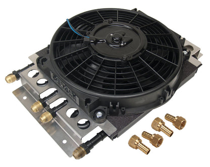 Derale 4 & 4 Pass Dual Circuit Electra-Cool Remote Cooler with Fan | -8AN, 650 CFM | 15220