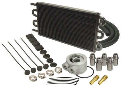 Derale 6 Pass Series 7000 Universal Engine Oil Cooler Kit | Sandwich Adapter, 1/2" Barb | 15502