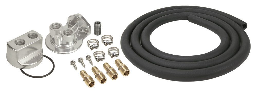 Derale Engine Oil Filter Relocation Kit, 1/2" NPT Ports w/ 18x1.5mm Engine Thread Size 15717