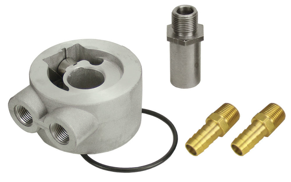 Derale Thermostatic Sandwich Adapter Kit with 3/8" NPT Ports and 3/4"-16 Filter Thread 15730