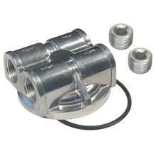 Load image into Gallery viewer, Derale Dual Side Ports Spin On Adapter with 1/2&quot; NPT Ports and 20mm Filter Thread 15756