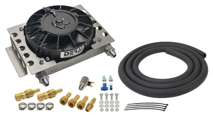 Derale 15 Row Atomic Cool Plate & Fin Remote Transmission Cooler Kit | 8" Fan, -8AN | 15950