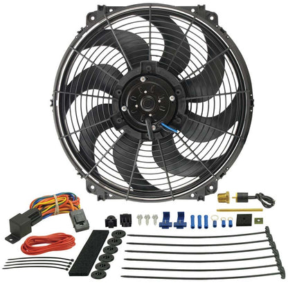 Derale 16" Tornado Electric Fan & 180°F Dual Probe Controller Kit | 2175 CFM | 16016