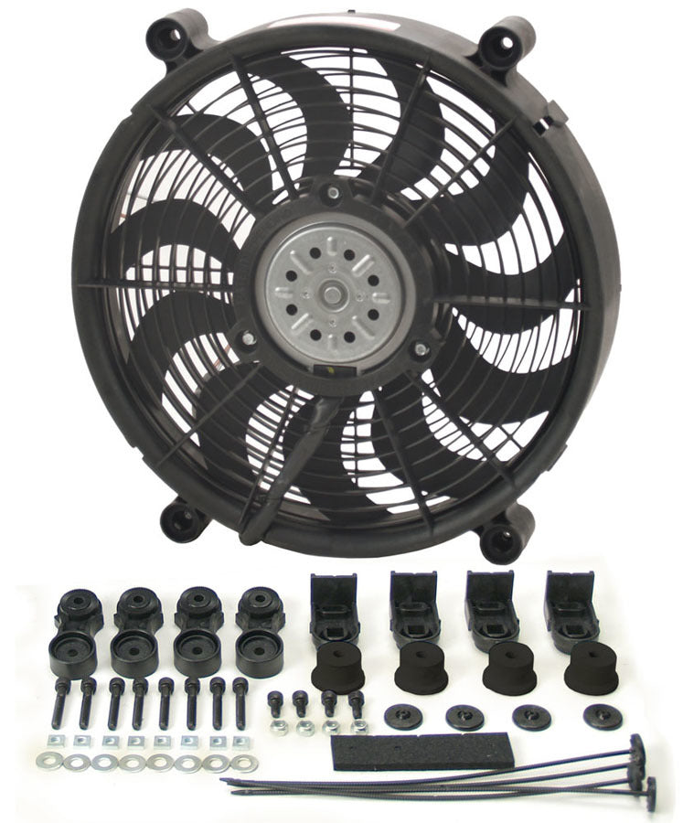 Derale 14" High Output Single RAD Pusher/Puller Fan with Premium Mount Kit 16214