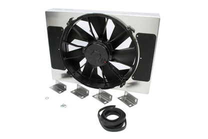 Derale Single 12" High Output Electric Fan & Aluminum Shroud Powerpack | 2000 CFM | 16814