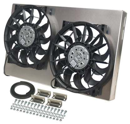 Derale Powerpack High Output Dual 12" RAD Electric Fan & Aluminum Shroud Kit | 4000 CFM | 15-1/8" H | 16825