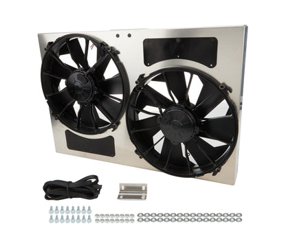 Derale Powerpack High Output Dual 12" RAD Electric Fan & Aluminum Shroud Kit | 4000 CFM | 17-1/8" H | 16826