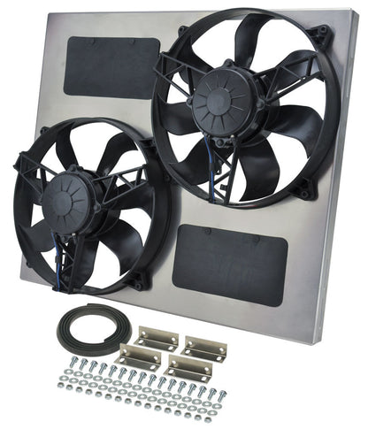 Derale High Output Dual 11" Electric RAD Fan & Aluminum Shroud Powerpack | 3750 CFM | 16830