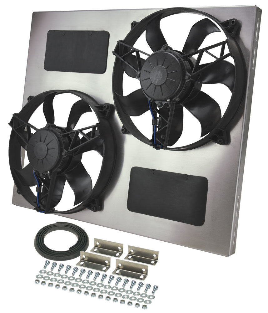 Derale Powerpack - High Output Dual 11" Electric RAD Fan/Aluminum Shroud Kit 16835