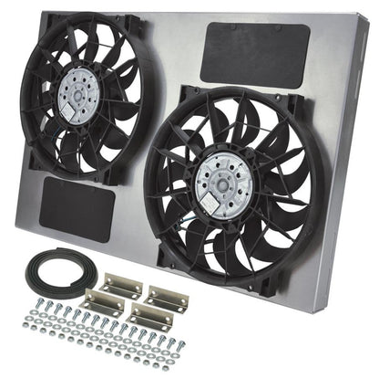 Derale High Output Dual 12" Electric RAD Fan & Aluminum Shroud Powerpack | 4000 CFM | 16842