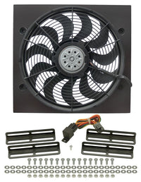 Derale High Output 17" Electric Puller Fan/Black Steel Shroud Kit 16919