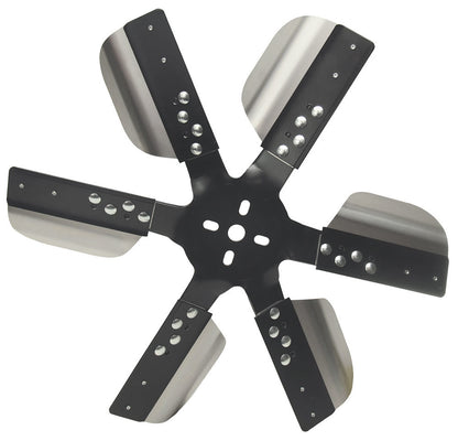 Derale 17" Heavy Duty Stainless Steel Standard Rotation Flex Fan, Black Hub | 6-Blade | Std Rotation | 17017