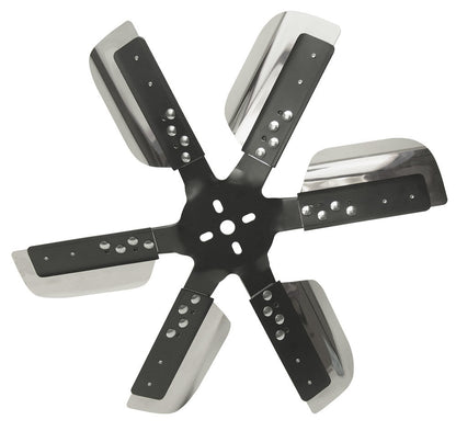 Derale 19" Heavy Duty Stainless Steel Standard Rotation Flex Fan, Black Hub | 6-Blade | Std Rotation | 17019