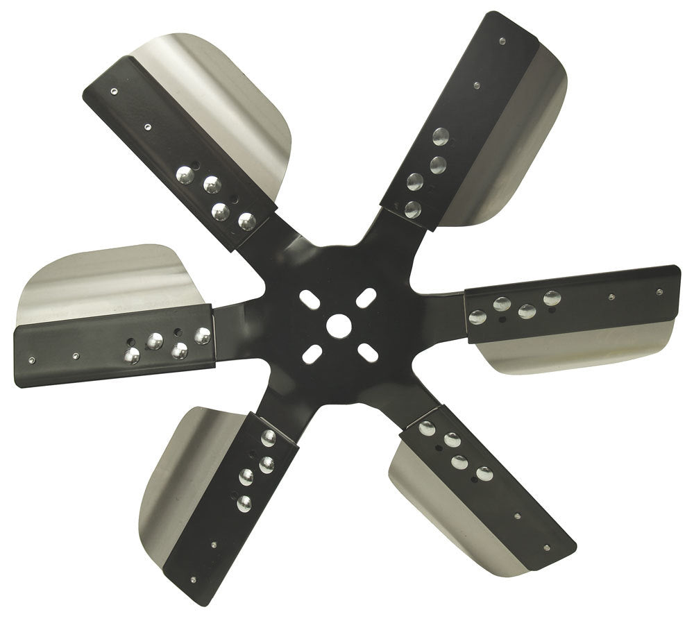 Derale 17" Heavy Duty Stainless Steel Reverse Rotation Flex Fan, Black Hub 17617