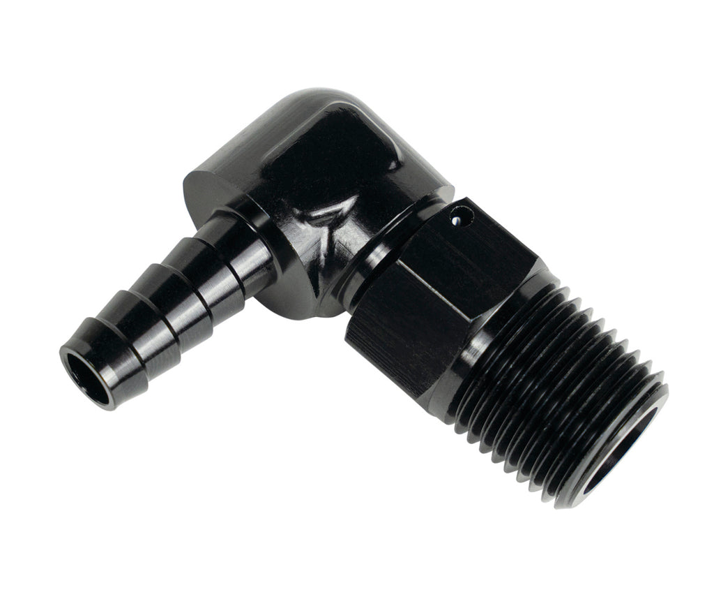 Derale Aluminum Swivel Fitting 90° 7/8-14 UNF x 1/2" Barb 59408