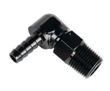 Load image into Gallery viewer, Derale Aluminum Swivel Fitting 90° 7/8-14 UNF x 1/2&quot; Barb 59408