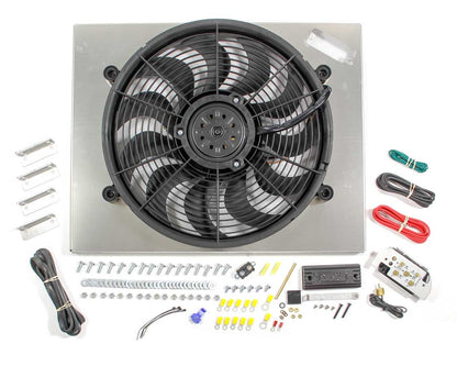 Derale Powerpack High Output Single 17" RAD Fan & Aluminum Shroud Kit with PWM Controller | 2400 CFM | 66822