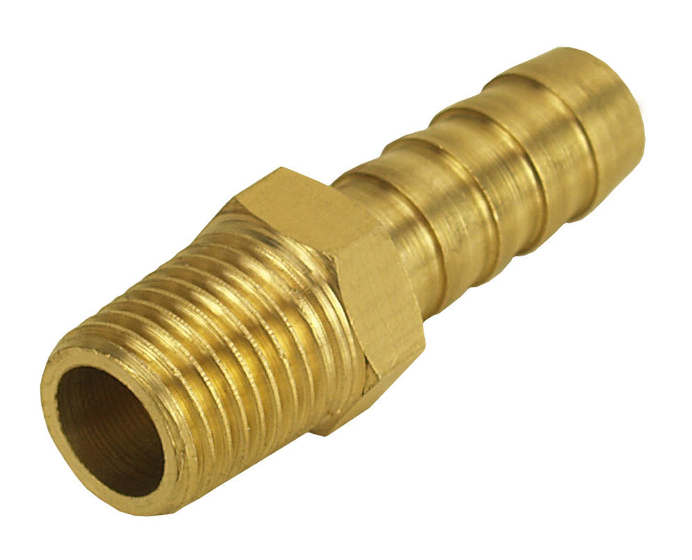 Derale Straight Hose Barb Fitting, 1/4" NPT Male x 3/8" Barb, Each 98100