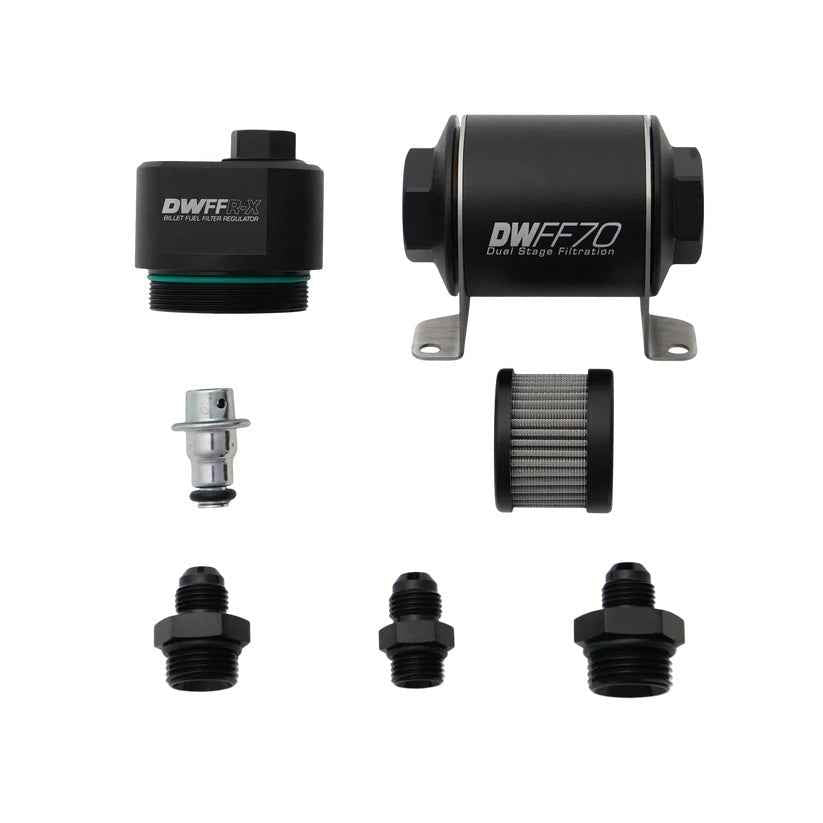 DeatschWerks 70mm Billet Filter Reg 10 Micron 6AN Fittings 8-FFR-070-010K-6