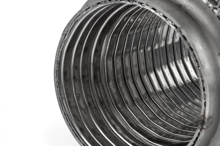 Premium Braided Interlocking Flex Section 63.5mm (2.5 Inch) T304 Stainless Steel 63.5mm (2.5 Inch) Inlet and Outlet, 152.4mm 6 Inch Length APR