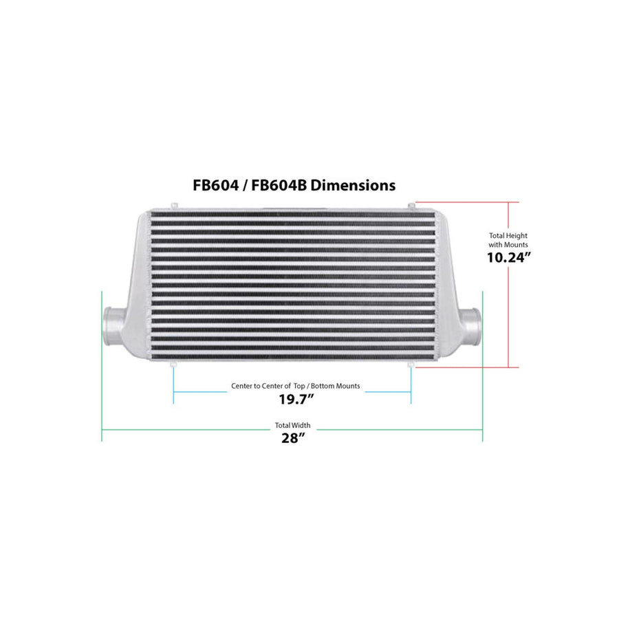 Air To Air Intercooler Universal Fit 23.5 Inch X 9 Inch X 3 Inch Core With 2.5 Inch Inlet/Outlet Polished Frostbite Cooling