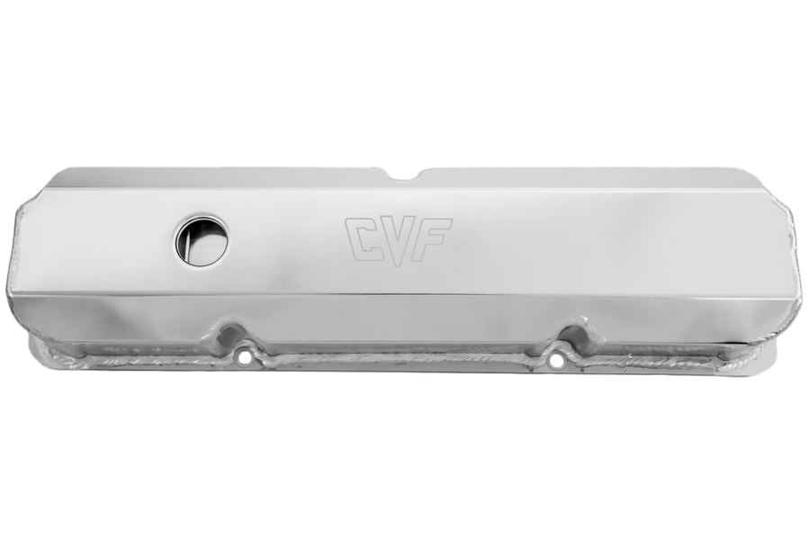 CVF Racing brushed aluminum tall fabricated aluminum valve covers for Ford FE 390, 427 and 428, FE-VC-FAB