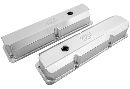 CVF Racing brushed aluminum tall fabricated aluminum valve covers for Ford FE 390, 427 and 428, FE-VC-FAB