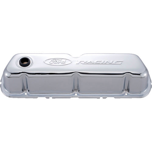 Ford Performance Parts Chrome Steel Valve Cover Set w/Ford Racing Logo 302-070