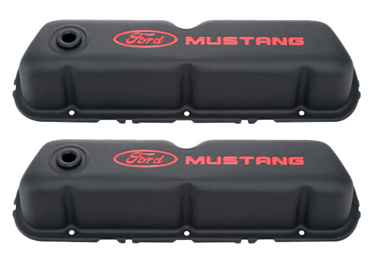 Ford Performance Parts Black Steel Valve Cover Set w/Mustang Logo 302-101