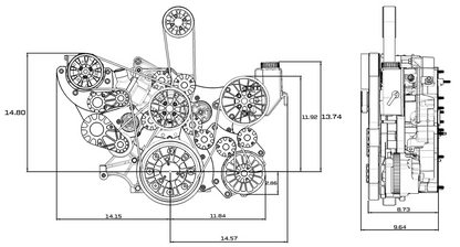 CVF Racing Polished Reaper dual-belt serpentine system for Gen III Hemi with Magnuson TVS2650 supercharger, G3HMM-RP