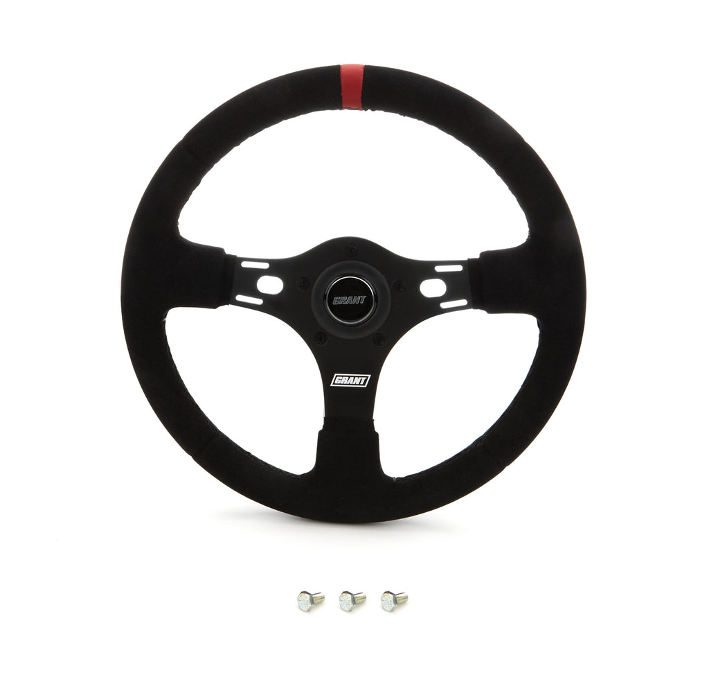 Grant 13in Red Stripe Race Steering Wheel Suede 1081