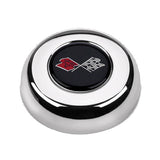 Grant GM Licensed Horn Button; Chrome; Corvette® Flags; Classic/Challenger Wheels; 5632