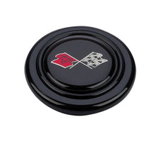 Load image into Gallery viewer, Grant GM Licensed Horn Button; Black Plastic; Corvette® Flags; Signature Wheels; 5652